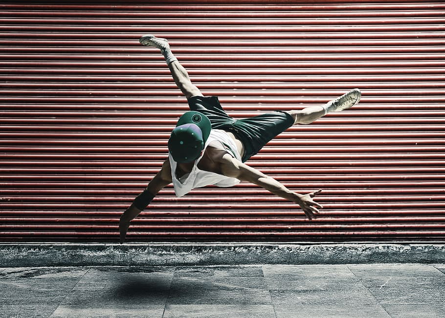 timelapse photo of man in the air, city, pavement, dancer, dancing, HD wallpaper