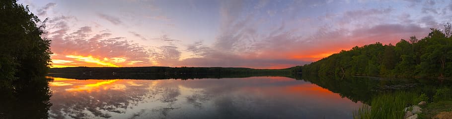 trees and lake in landscape photography, Sunset, Clouds, Water HD wallpaper