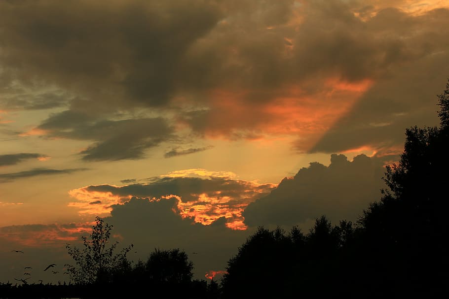 sky, sunset, evening sky, glow, clouds, afterglow, abendstimmung HD wallpaper