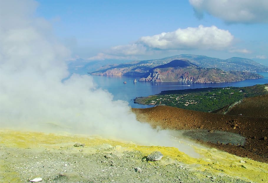 eruption, nature, volcanic, hot, geothermal, landscape, heat, HD wallpaper
