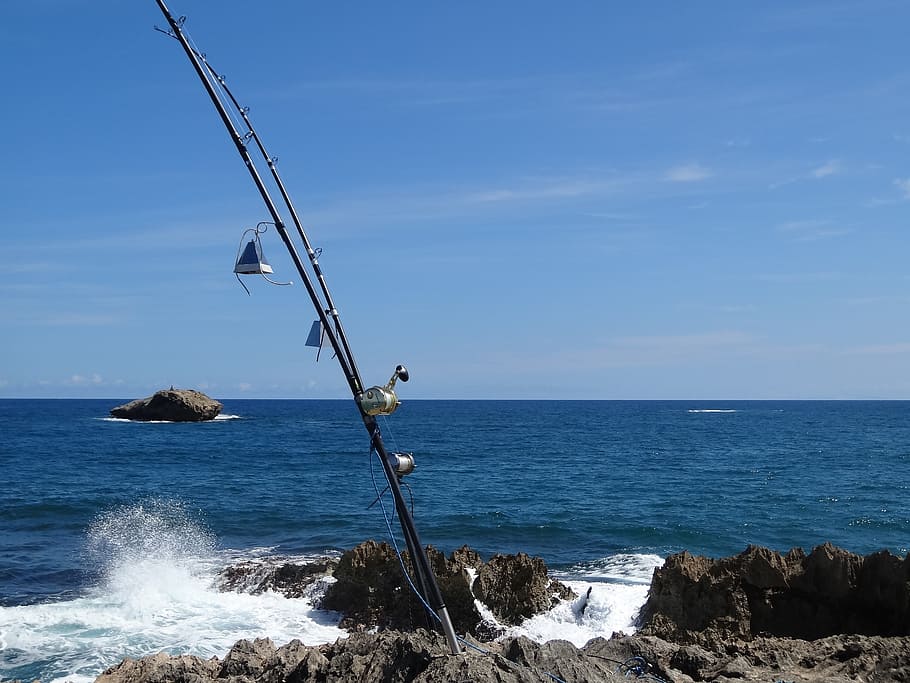 fishing, ocean, waves, sea, water, horizon over water, sky HD wallpaper