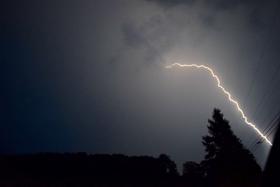 sky, tree, darkness, evening, nature, storm, blue, weather HD wallpaper