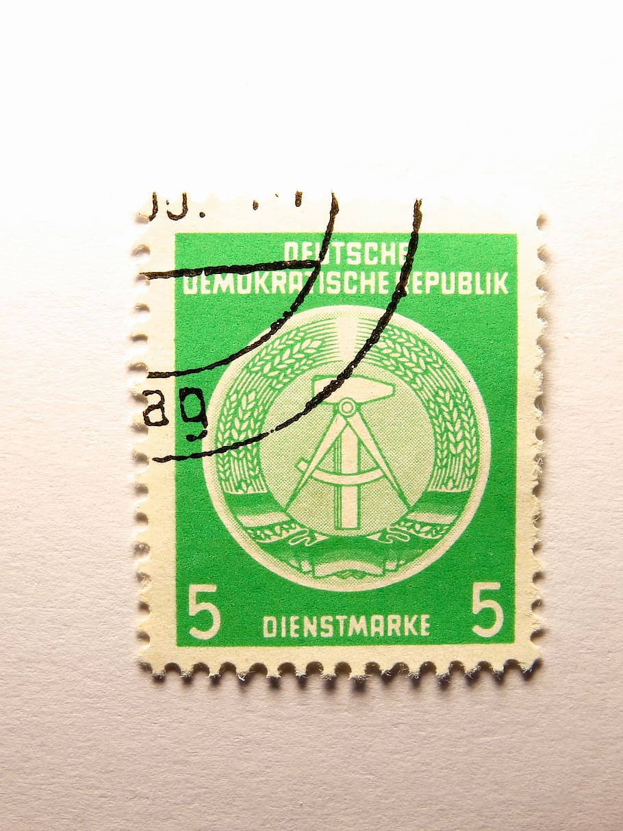 stamp, ddr, dimed, post, postage Stamp, green color, studio shot HD wallpaper