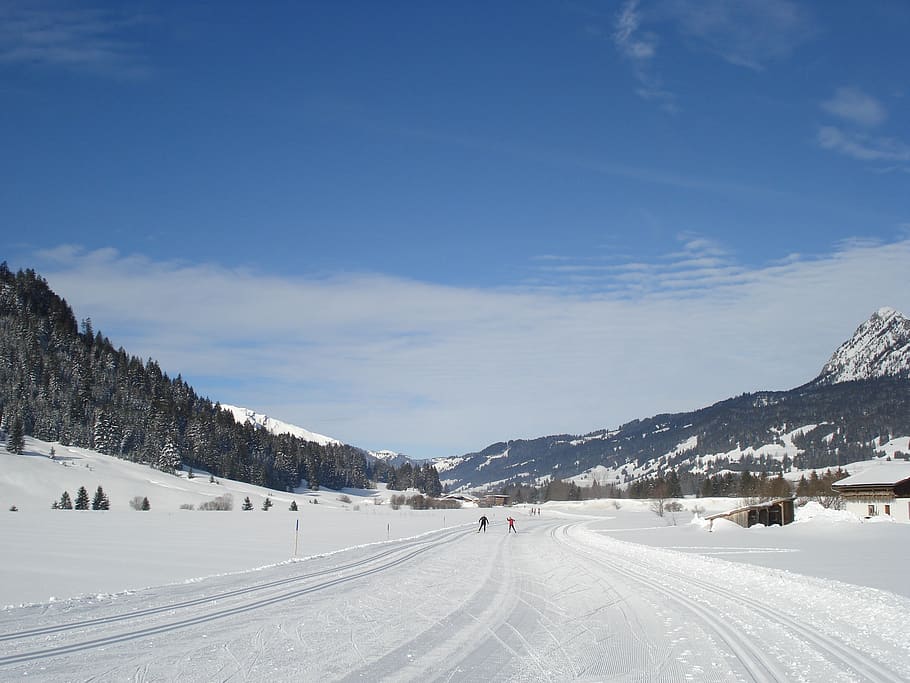 cross country skiing, tannheim, winter, snow, grän, cold temperature, HD wallpaper