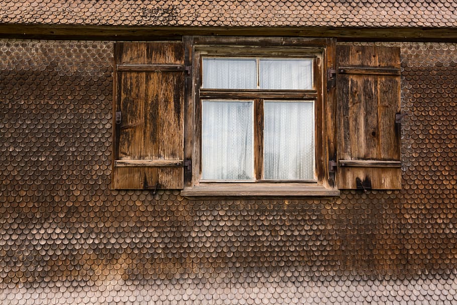 window, allgäu, facade, scales pattern, structure, old, wood HD wallpaper