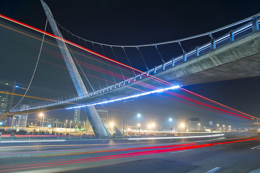 time lapse photography of vehicles under concrete bridge at nighttime, San Diego Nights HD wallpaper