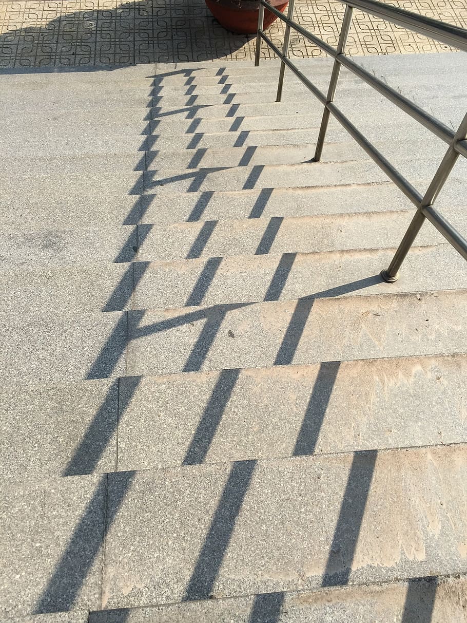 stairs, ball, structure, shadow, sunlight, day, nature, high angle view HD wallpaper