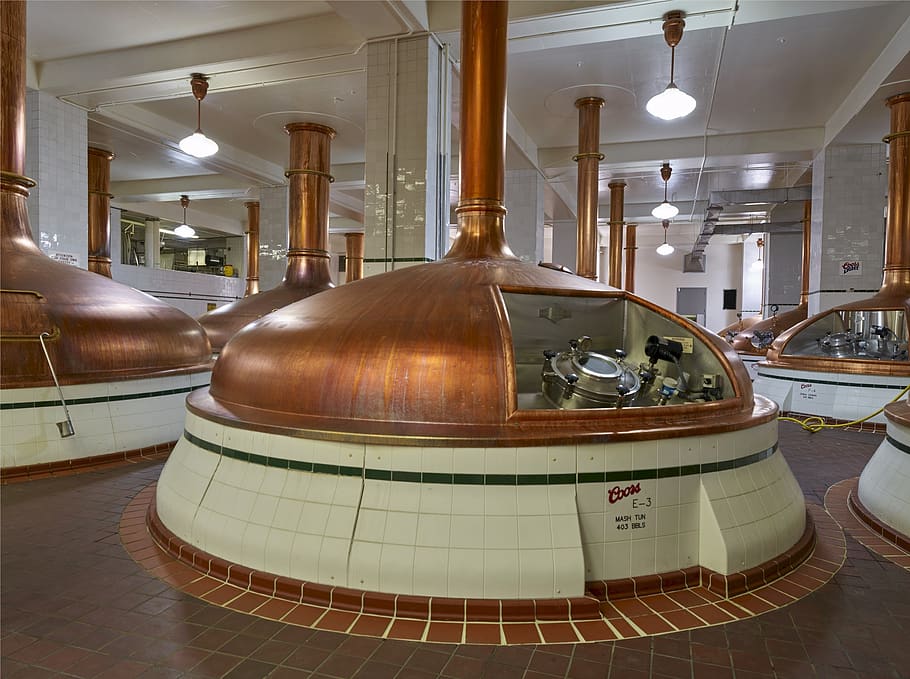kettles, beer, brew house, manufacturing, factory, brewing, HD wallpaper