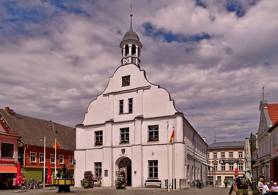 usedom, wolgast, marketplace, old town hall, architecture, building exterior, HD wallpaper