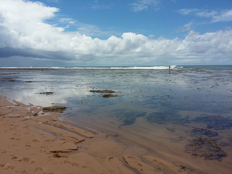 beach, bay, brazil, landscape, sea, sky, cloud - sky, water HD wallpaper