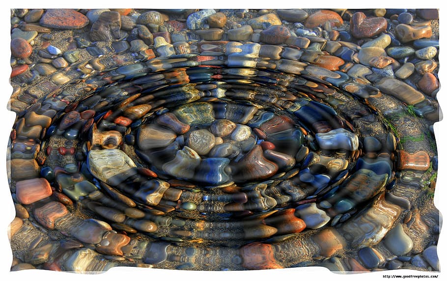 rock formation, stone, beach, wave, water, circle, colorful HD wallpaper