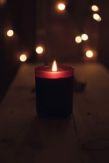 tealight candle, shallow focus photography of black votive candle HD wallpaper