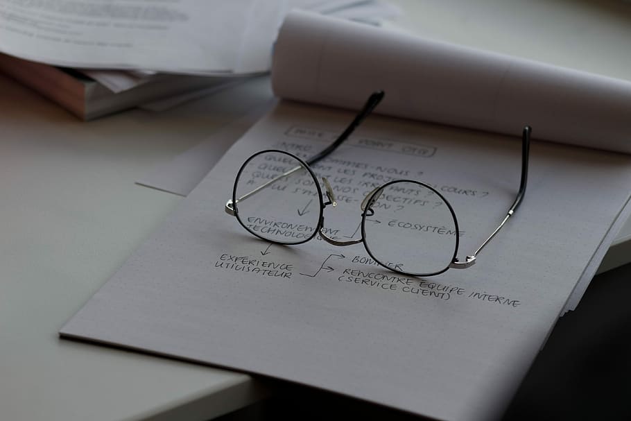 Marjo’s Glasses, eyeglasses with silver frames on white printer paper HD wallpaper