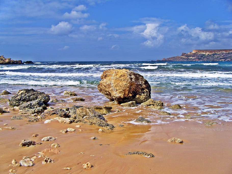 beach, background, ocean, sand, pebbles, rocks, holiday, relax HD wallpaper