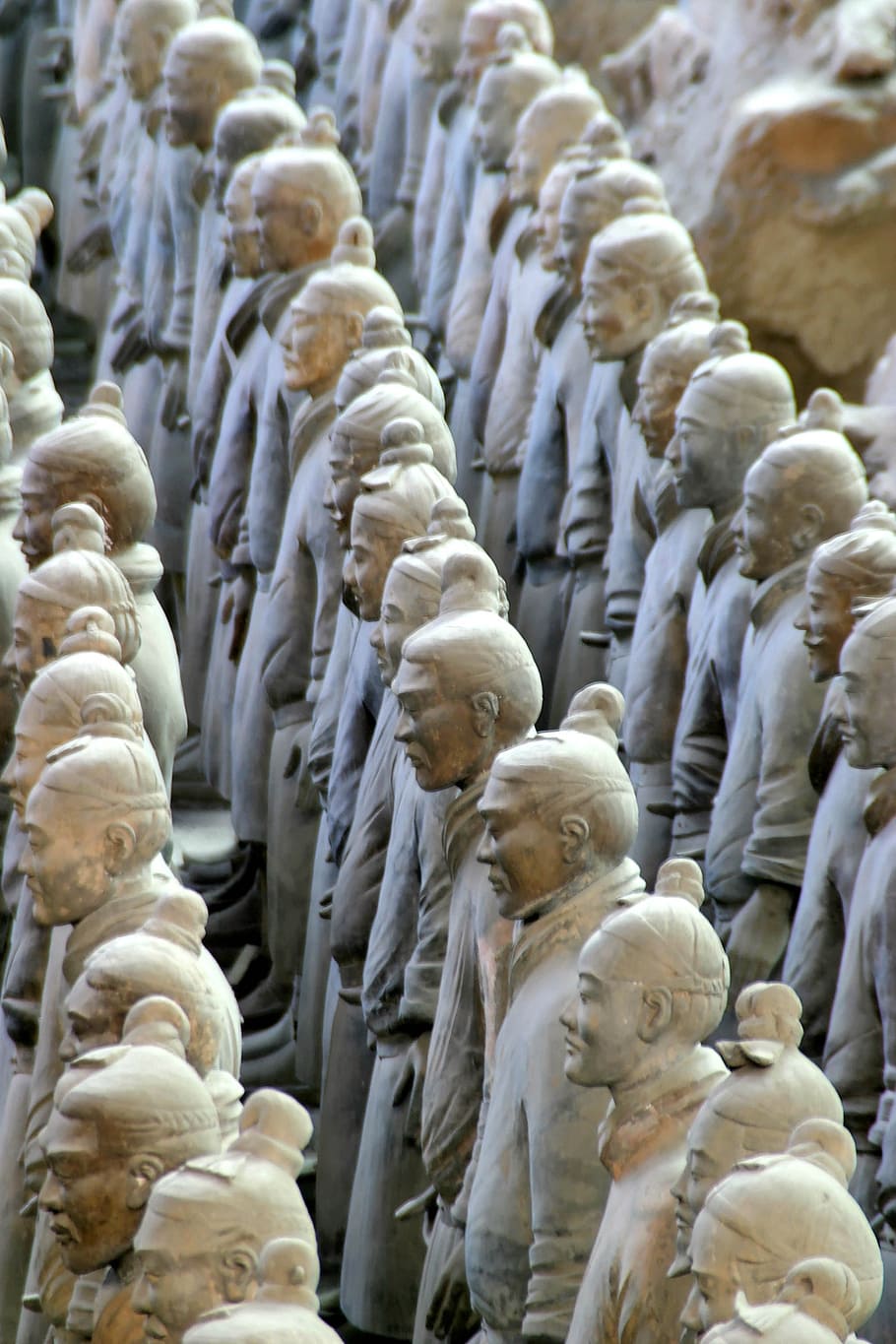 line statue at day time, terracotta, warrior, china, xian, sculpture, HD wallpaper