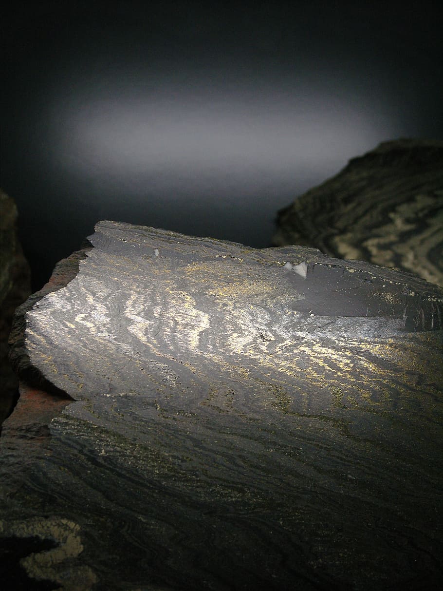 stone, rock, mining, gold, black, shimmer, mood, structure HD wallpaper