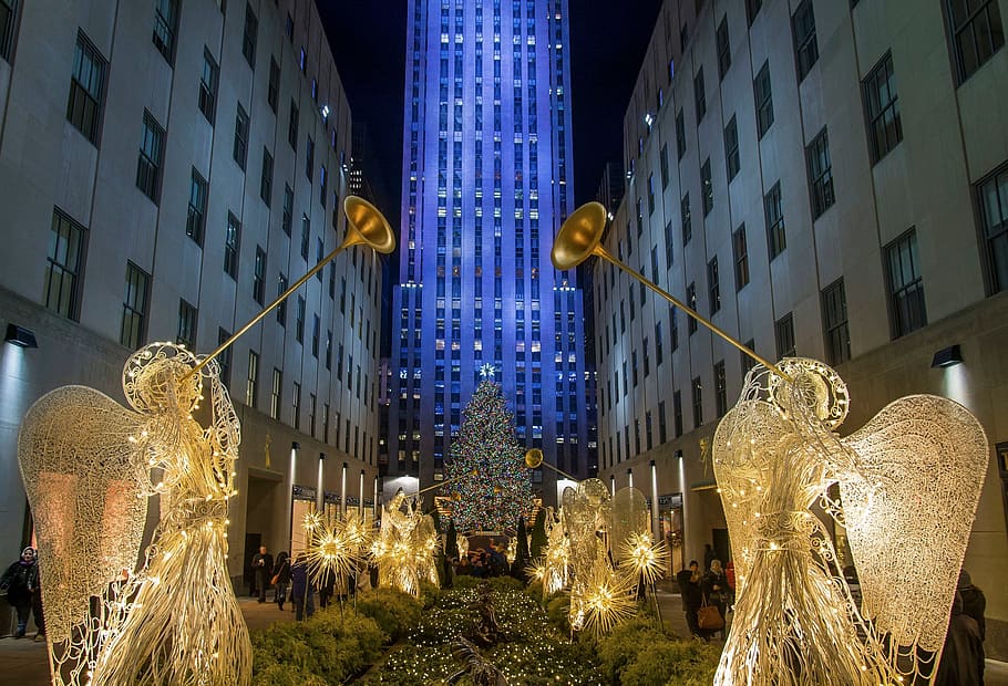 architecture, building, infrastructure, angel, christmas, tree HD wallpaper