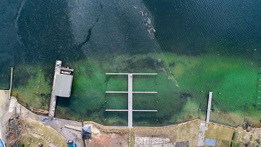 waters, nature, web, lake, bank, green, idyll, aerial view HD wallpaper