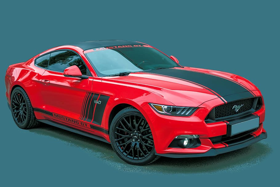  Fondo de pantalla HD: cupé Ford Mustang rojo y negro, mustang gt, auto deportivo, superdeportivo |  Llamarada de papel tapiz