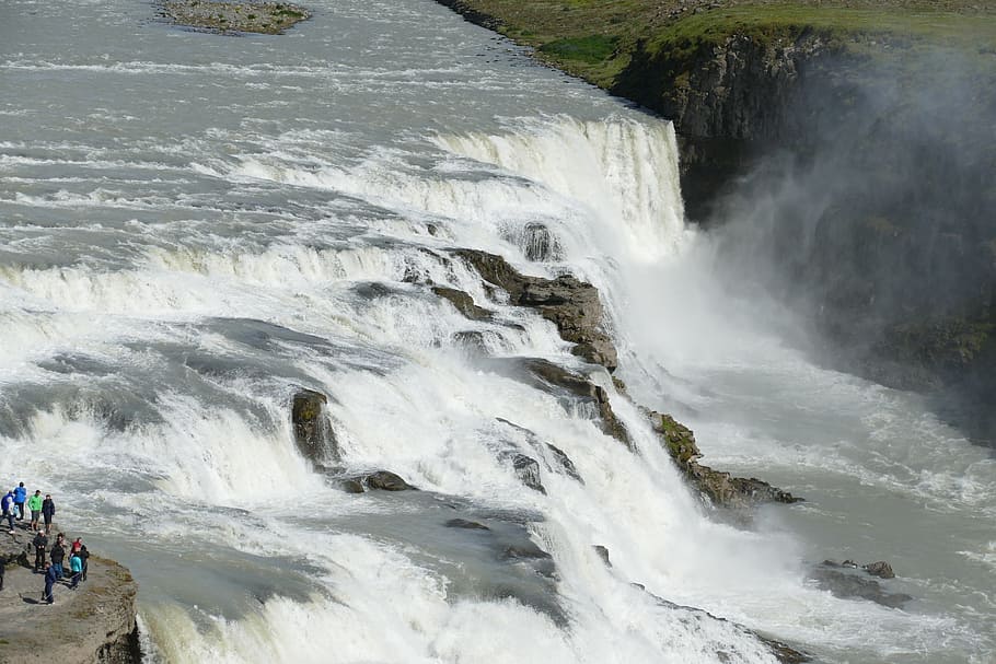 Iceland, Gullfoss, Waterfall, Landscape, nature, enormous, force of nature HD wallpaper