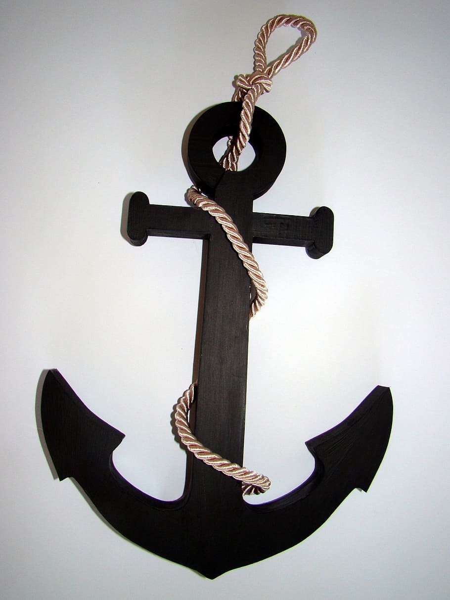 black anchor illustration, naval science, makammos, sea, dekor, HD wallpaper
