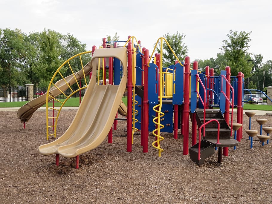 slide playground set, Public, Park, Outdoor, childhood, leisure HD wallpaper