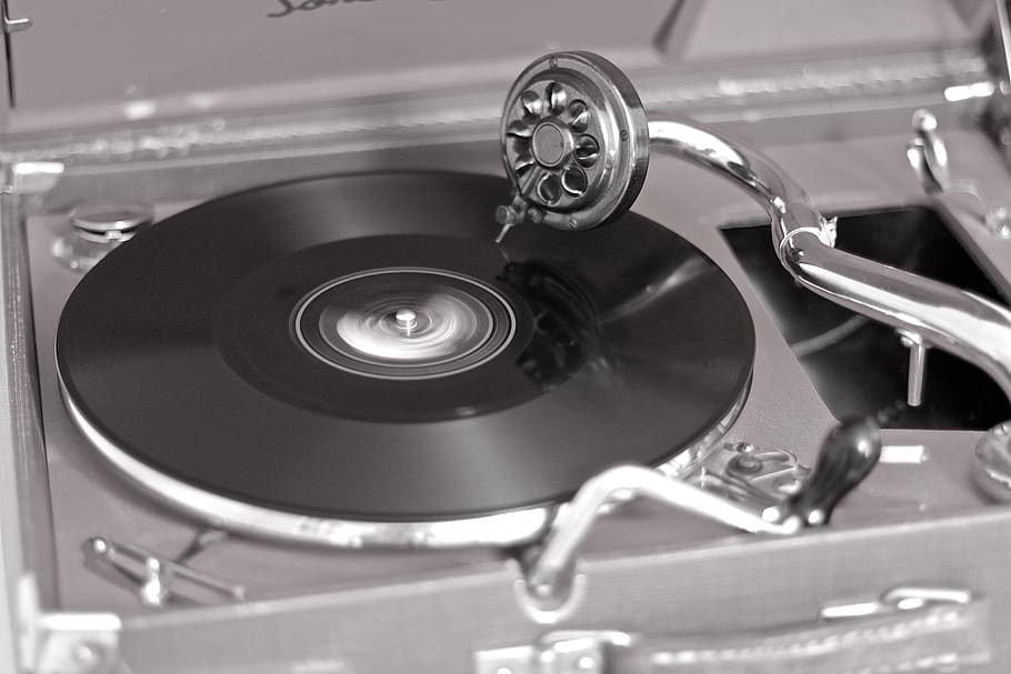 turntable, travel records, christmas music, crank, under the name, HD wallpaper