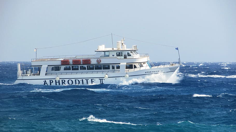 heavy sea, boat, wind, waves, nautical vessel, transportation HD wallpaper
