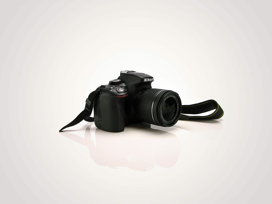 black Nikon DSLR camera, closeup photo of black Nikon DSLR camera HD wallpaper