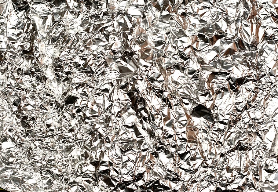 gray crumpled foil, aluminum foil, hell, used, texture, background