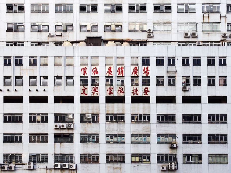 white concrete buildings, facade, chinese, condominium, house HD wallpaper