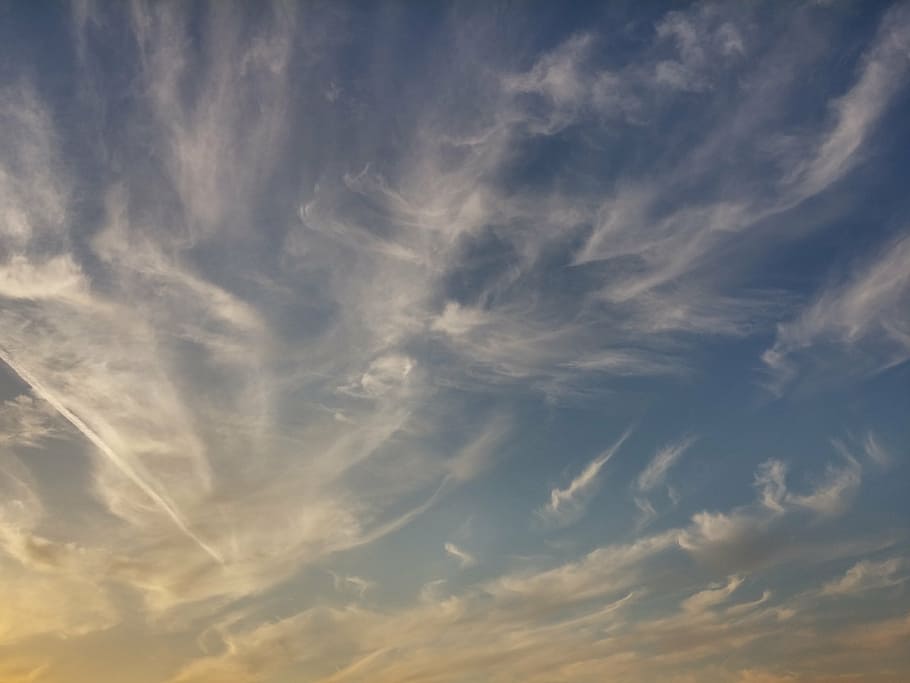 sky, clouds, solar, sunset, blue, cloud - sky, backgrounds HD wallpaper