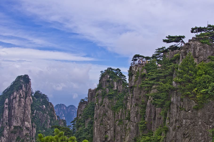 Huangshan, Clouds, Mountain, sky, cliff, nature, no people HD wallpaper