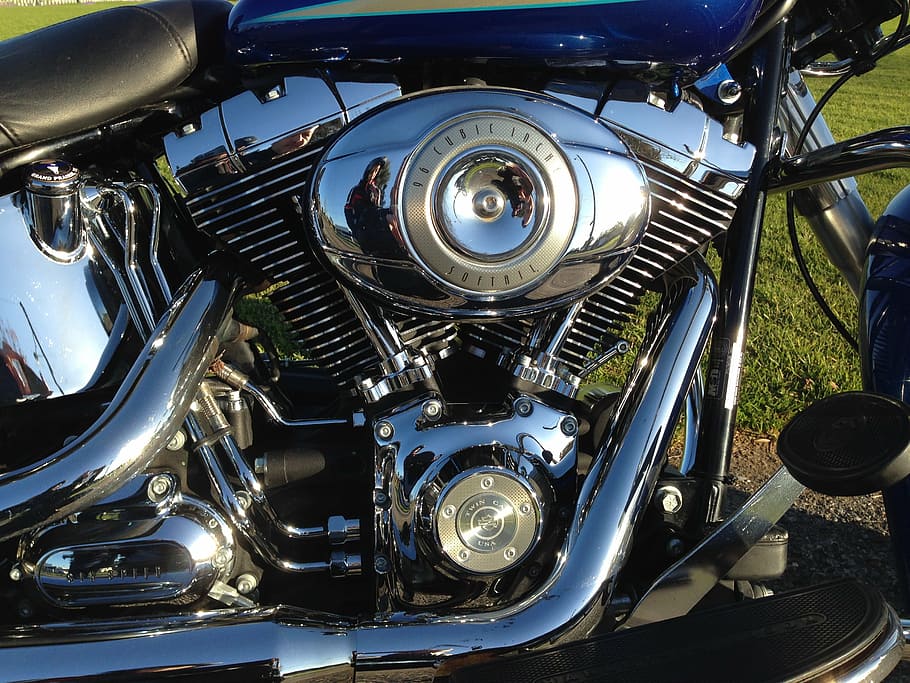 harley davidson motor, engine, motorcycle, motorbike, chrome HD wallpaper