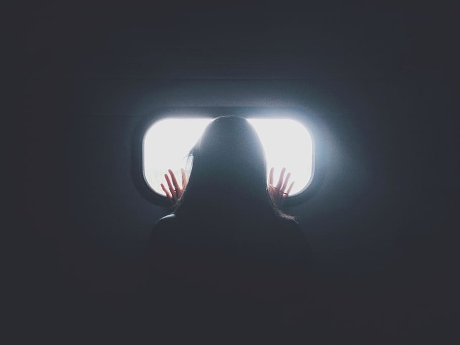 woman looking at the window, trapped, concealed, garland, wrapper HD wallpaper
