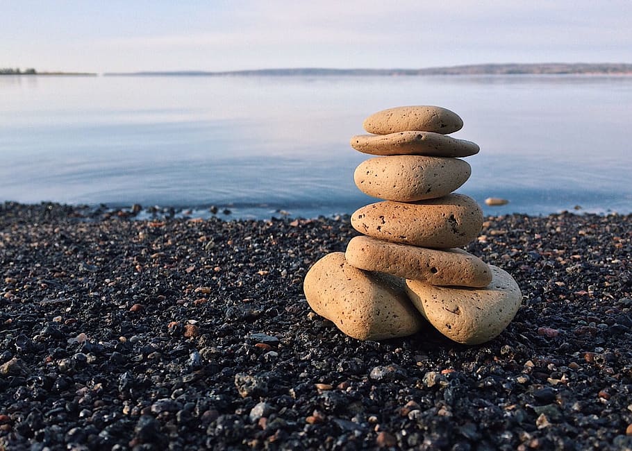 Rocks, Stacked, Balance, Shore, Beach, outdoor, stone, water HD wallpaper