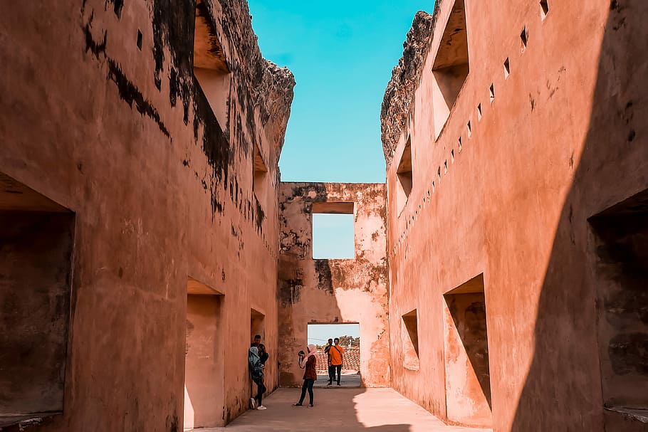 old ruins, people beside brown concrete building, architecture HD wallpaper