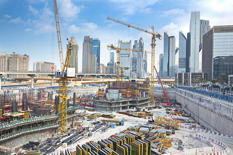 Construction, Cranes, Tower, constructions, industry, factory HD wallpaper