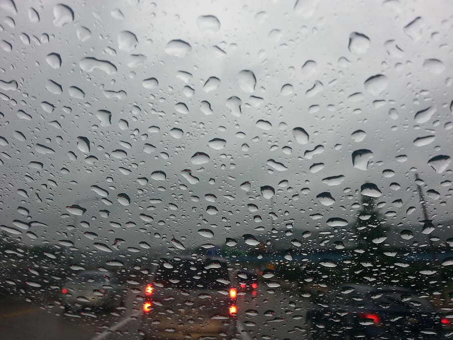 road, windows, trickle, transparent, drop, wet, rain, glass - material HD wallpaper