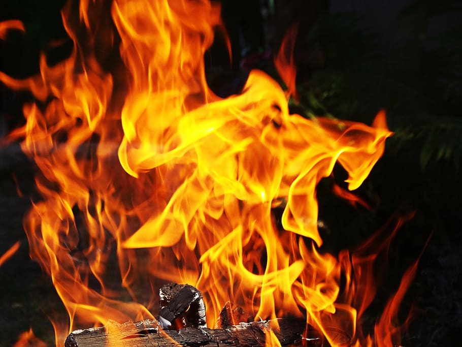 fire, orange, yellow, flame, heat - temperature, burning, no people HD wallpaper