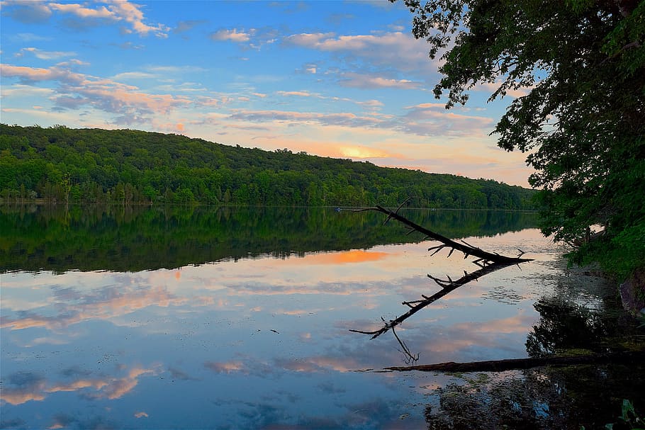 Lake, Sunset, Reflection, Water, landscape, sky, nature, horizon HD wallpaper