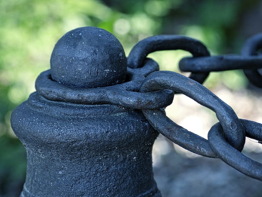 Fixing, Post, Metal, Chain, Pile, iron chain, old, metal chain HD wallpaper