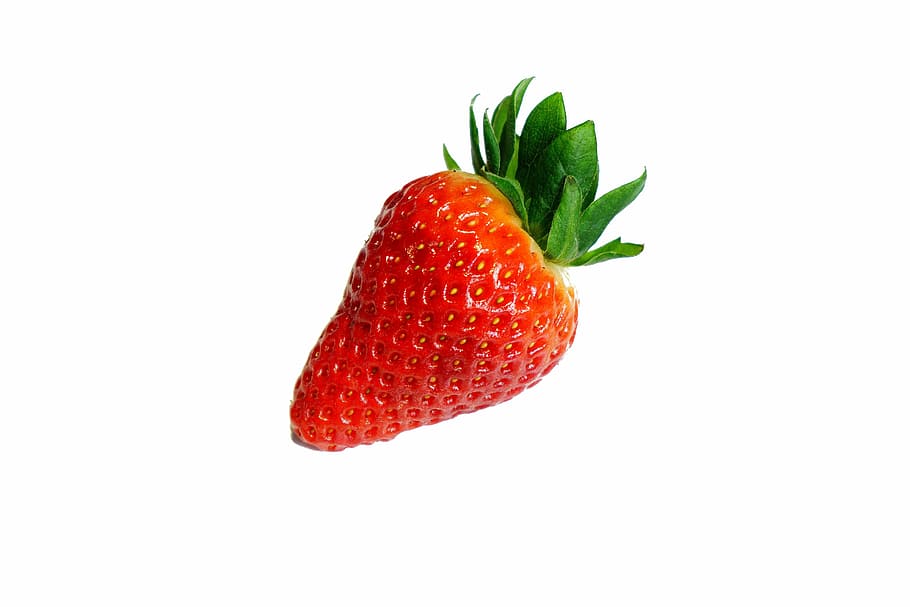ripe strawberry on white background, fruit, delicious, red HD wallpaper