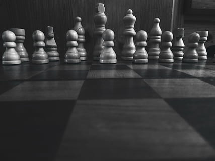 grayscale photography of chess piece set, black, white, modern HD wallpaper