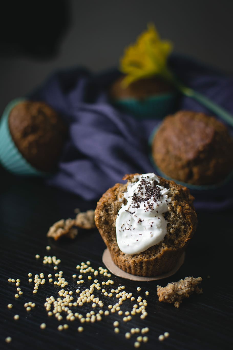Healthy muffin with poppy seed, cake, close up, dessert, homemade, HD wallpaper