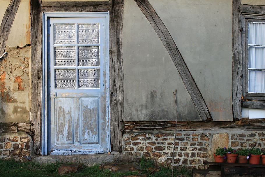 door, house, blue, window, old, abandoned, architecture, dirty HD wallpaper