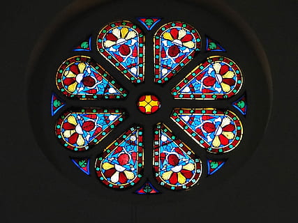 Rosette, Multicolor, Church, Contrast, blue, pattern, circle HD wallpaper