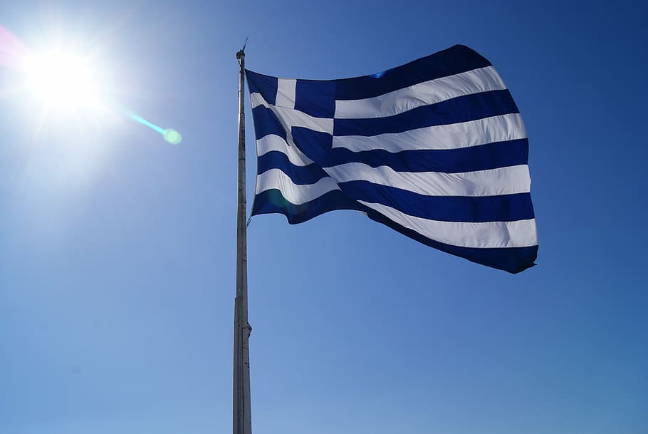 Flag of Greece, country, uSA, blue, sky, patriotism, symbol HD wallpaper