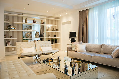 sofa set with coffee table near shelf, home, luggage, casa cor HD wallpaper