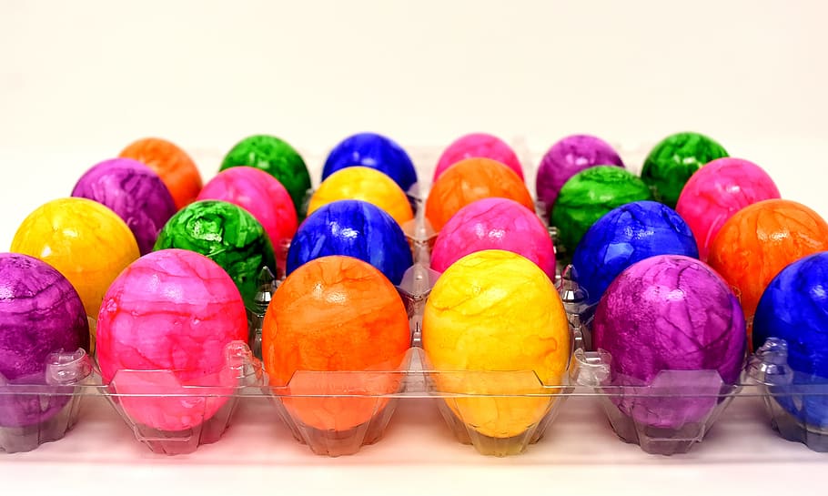 Eastern eggs on table, bread eggs, easter eggs, colored, colorful HD wallpaper